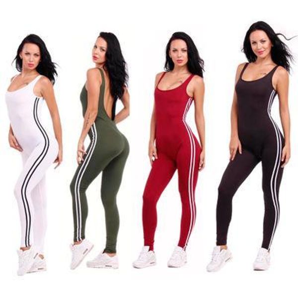 

new woman tights tracksuit summer casual one piece jumpsuits femmes sport pants actual picture ing, Black;white