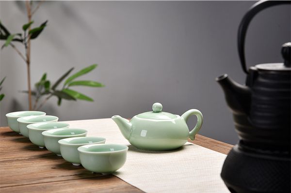 Set de chá de cerâmica de Longquan Celadon preferido, copo de peixe, Kung Fu Teaset, Bule, Gaiwan, Turé, Teacup Factory Direct Sales