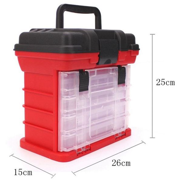 

26x15x25cm 4 layer portable carp fishing tackle boxes fishing reel line lure tool storage box