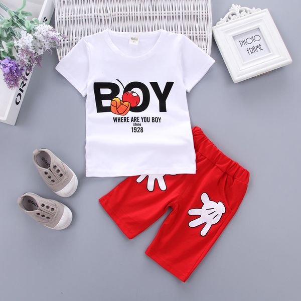 

summer t-shirt+short pants 2020 baby boys girls cotton clothing sets clothes set outfits bebes suits 1-4 years 2pcs/set clothing, White