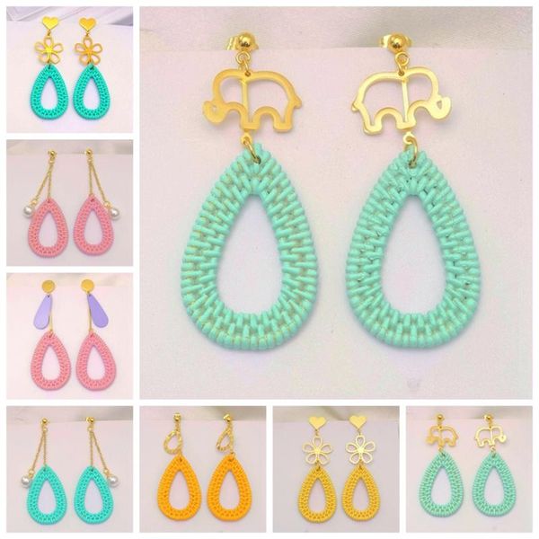 

2020 new 7 pairs different styles water drop earings seaside holiday bohemia weave braid drop earrings fashion long earring, Silver
