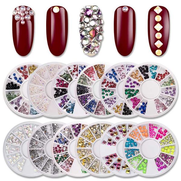 

mixed color nail rhinestones stones ab color irregular beads manicure for nails art decorations crystals accessories, Silver;gold