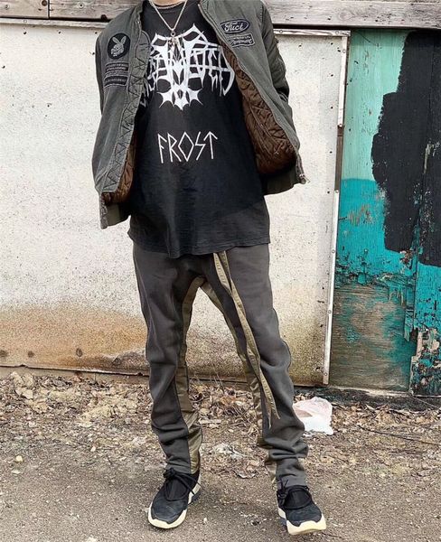 

casual quality of fear breathable high skateboard ribbon drawstring trousers street 6th god street fashion spatchwork sweatpant niwp, Black