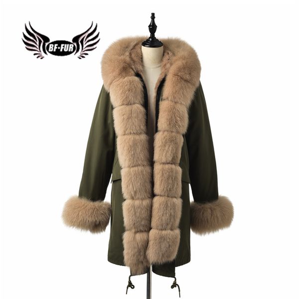 

bffur 2019 thick fur front women real fur coat army green winter jacket female wide waisted outfit park with natrual, Black