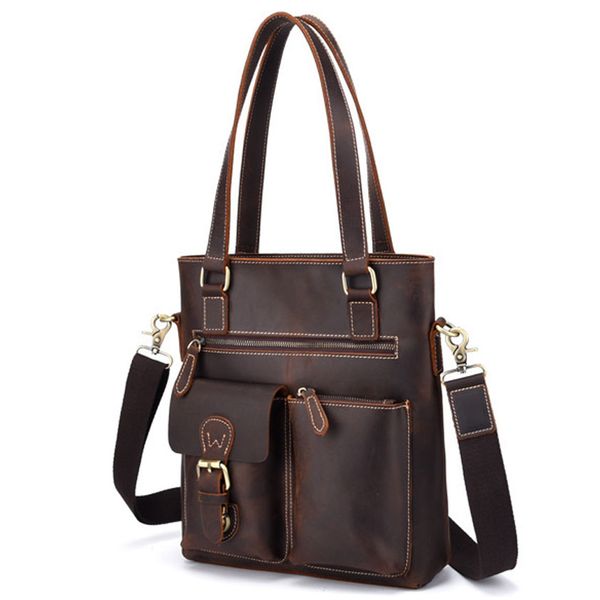 

boleke handmade men's british retro shoulder bag street trend small barrel bag texture crazy horse skin literary diagonal packag