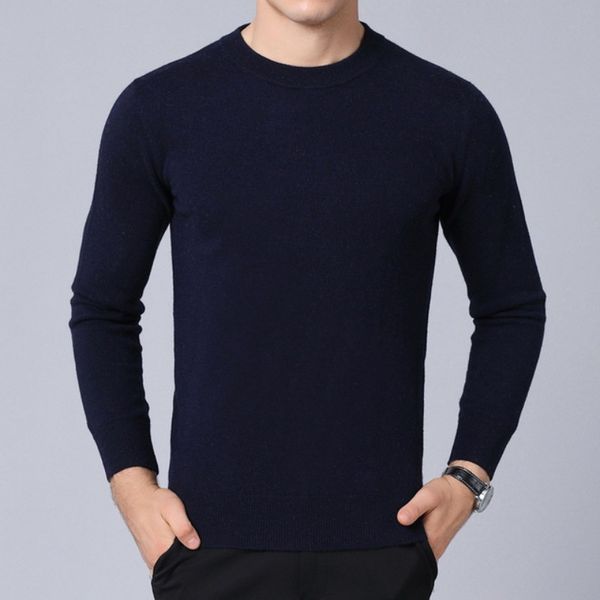 

men o-neck 100% wool warm knitted casual long sleeve pullovers fashion solid slim sweater knitwear new, White;black