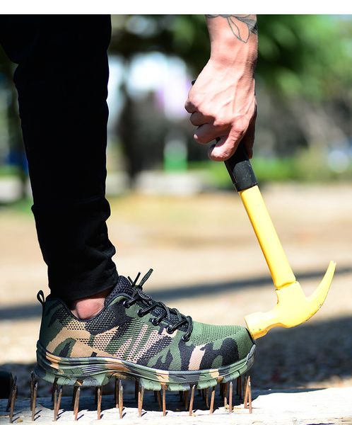 

outdoor men's plus-size outdoor steel toe cap work safety boots shoes men camouflage army military puncture proof boots, Black;brown