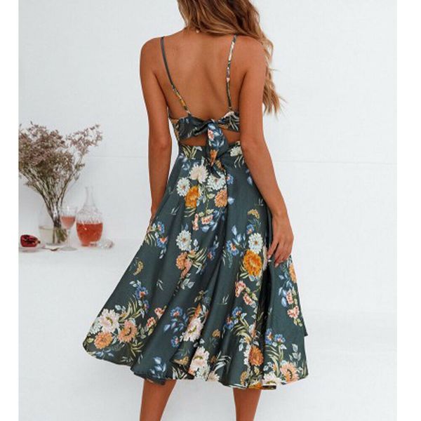 

прибытие женщины boho цветочные sleevless шифоновое платье летняя вечеринка дамы v-образным вырезом повседневная пляж миди платье сарафан но, Black;gray
