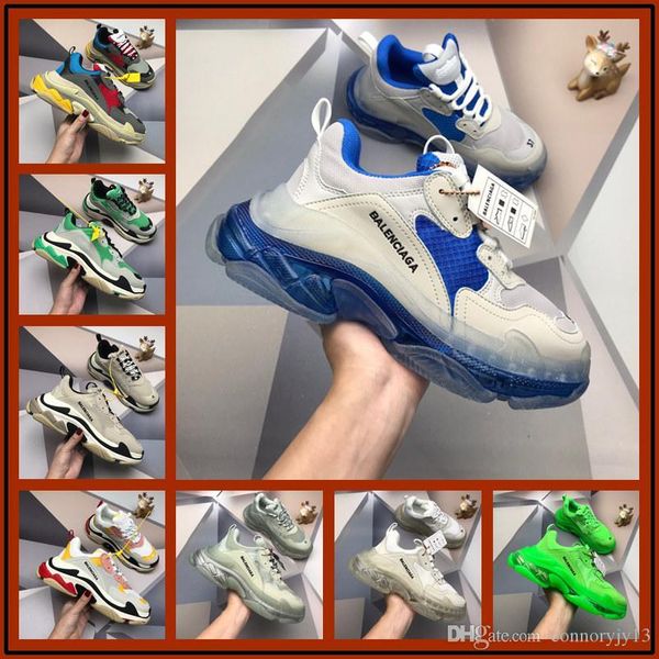 

newst luxury triple s design low make old sneaker combination soles boots mens womens shoes sports casual shoe chaussures, Black