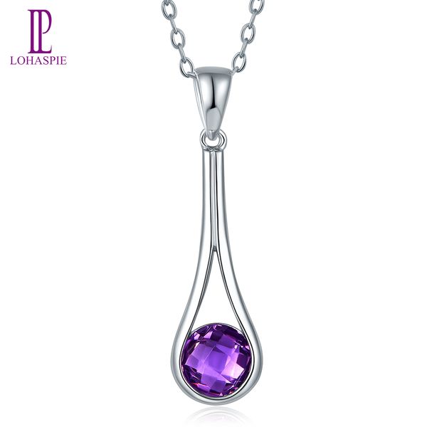 

natural amethyst solid 925 sterling silver drop pendant necklace fine jewelry for women lady elegant birthday party gift fashion christmas, Black
