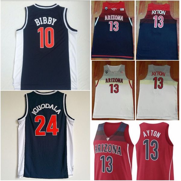 

2019 NCAA Arizona Wildcats 13 DeAndre Ayton College Basketball Jerseys 24 Andre Iguodala 10 Mike Bibby Blue University Mens Shirts