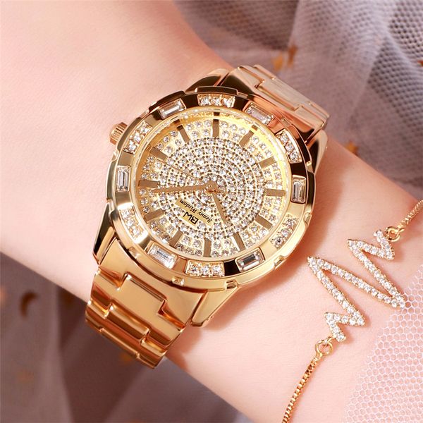 

fashion brand ladies watch high-grade japanese quartz movement starry rhinestone bracelet watch wild fashion dressess watch, Slivery;brown