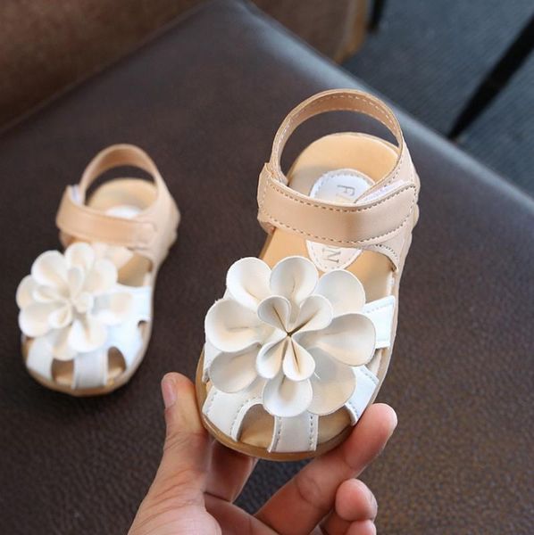 

children shoes summer pu leather flower children sandals sneakers first walkers girls antiskid shoes size21-33, Black;red