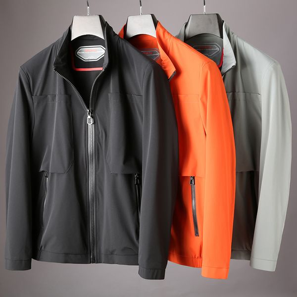 

jsbd men's fashionable jacket windbreakerbusiness men's regular coat zipper casual sport coat large size, Black;brown