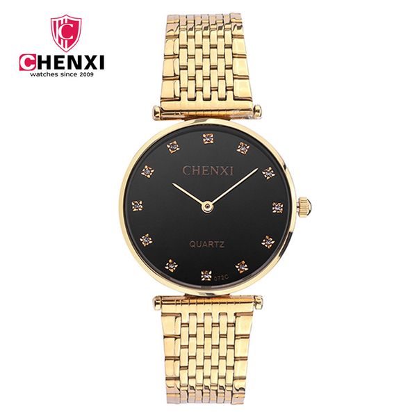 

fashion brand chenxi women men quartz luxury gold watches lady diamond waterproof bracelet casual wrist watch reloj mujer 072c, Slivery;brown