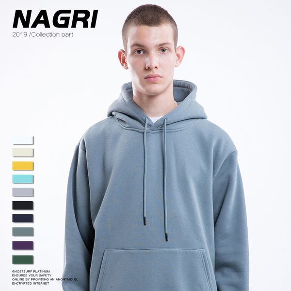 

18 europe and america popular brand autumn and winter new style men's wear solid color base-light fleece hooded loose-fit men's, White;black