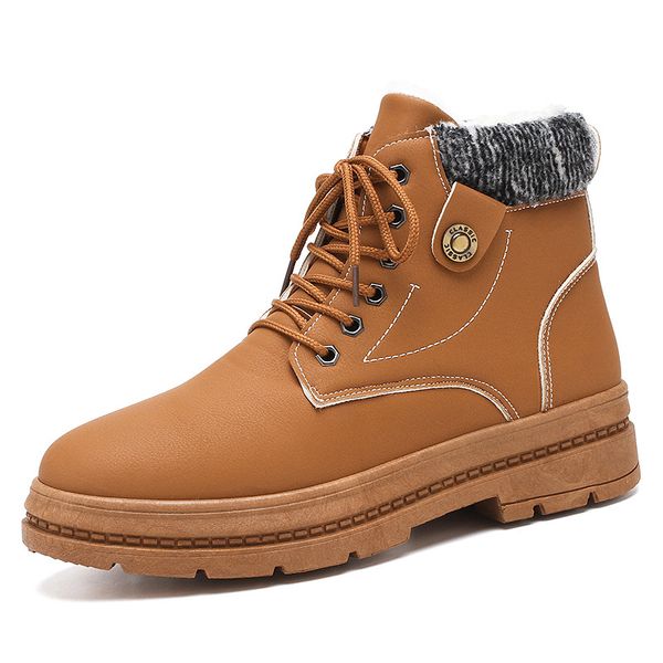 

new men shoes warm snow boots men's plus velvet boots outdoor cold-proof waterproof horseshoe with high-cotton shoes e21-72, Black