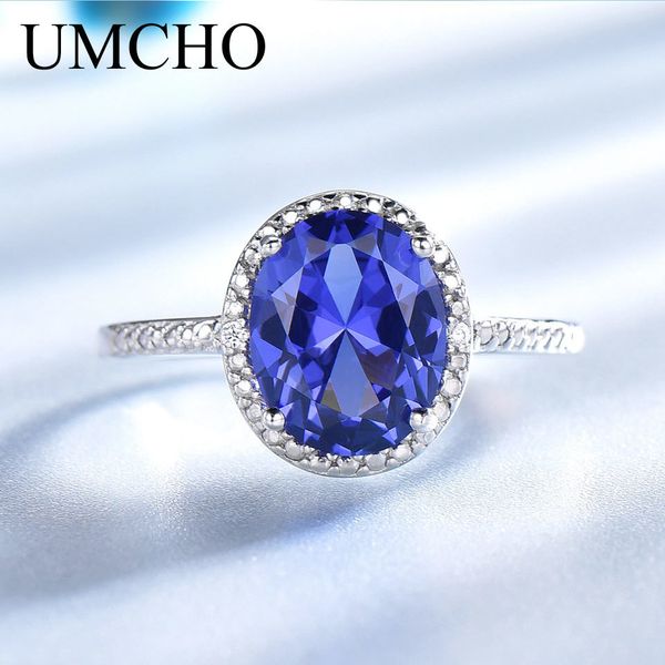 

umcho 2019 tanzanite engagement rings for women solid 925 sterling silver gemstone engagement ring sets wedding party gift rings, Slivery;golden