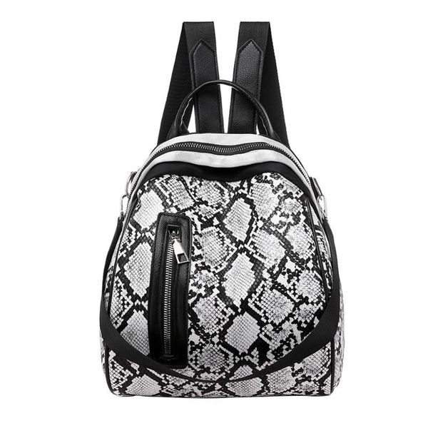 

lady pu backpack snake print anti theft leather backpack women mini backpacks female travel for school backpacks
