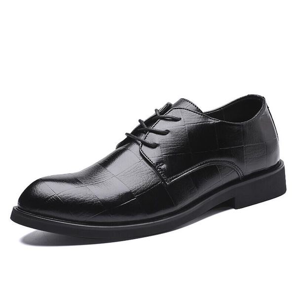 

brand classic man pointed toe business dress shoes mens split leather wedding shoes oxford formal casual big size, Black