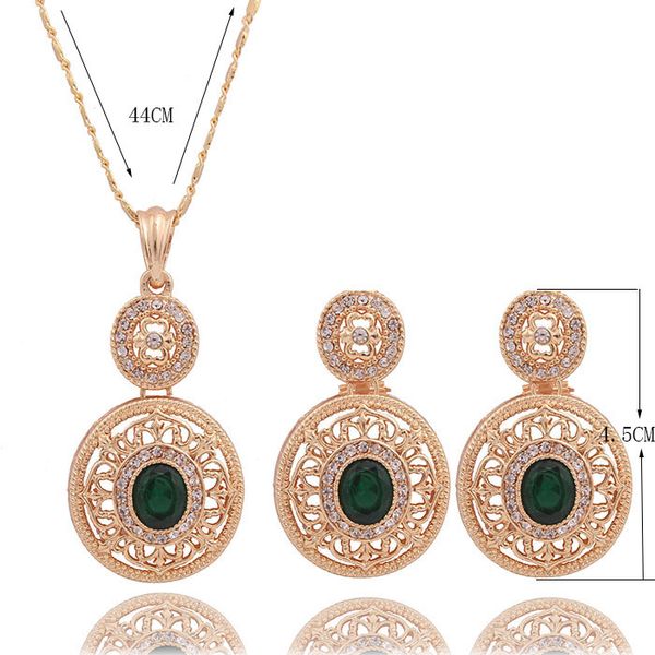 

fashion jewelry 2019 dubai jewelry set women earrings pendant necklace cubic zirconia round for party, Silver