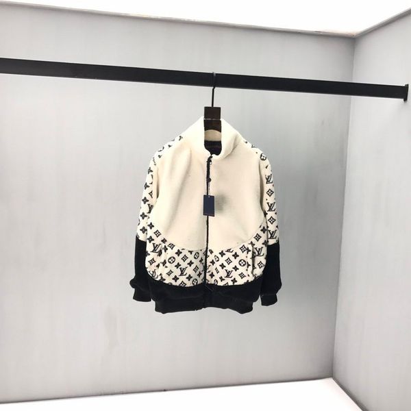 

2020 europe winter autumn paris warm old flower stitching lamb fur coat zipper colors block patchwork pullover hoodie winter jacket, Black;brown