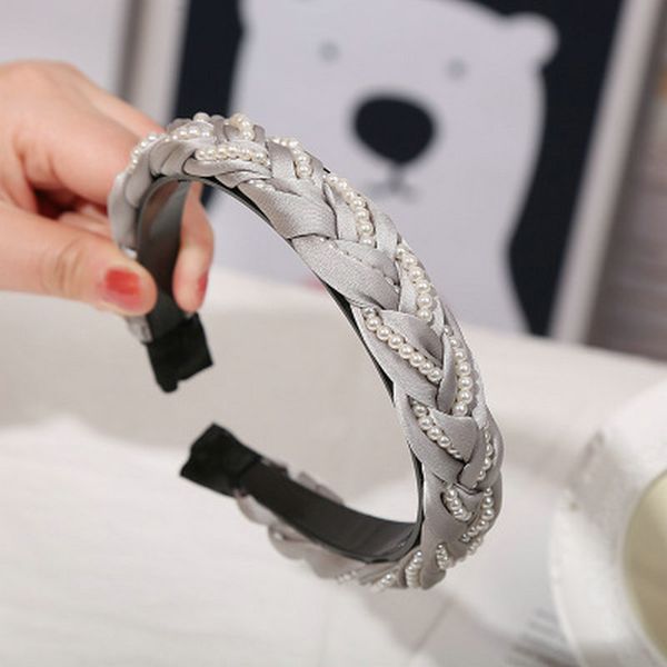 

2.4cm wide темперамент оголовье pearl twist bands braid пластиковые волос прическа стиль волос обрезается близко к коже головы wiybe, Black;brown