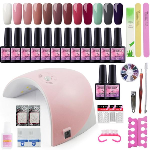 

Full manicure et 36w uv led lamp dryer 10 12 pc gel nail poli h kit oak off for nail art varni he for manicure tool