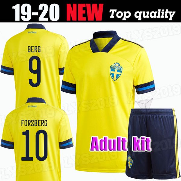 

взрослый комплект ларссон швеция 2019 2020 национальный футбол джерси home ибрагимович kallstrom форсберг 19 20 away футбольные рубашки cami, Black