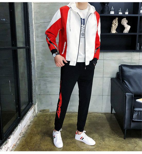 

mens designer brand casual outfit luxury zipper 2 pieces set fashion spring -5xl new arrive tracksuit 2020 4 colors ng, Black;brown