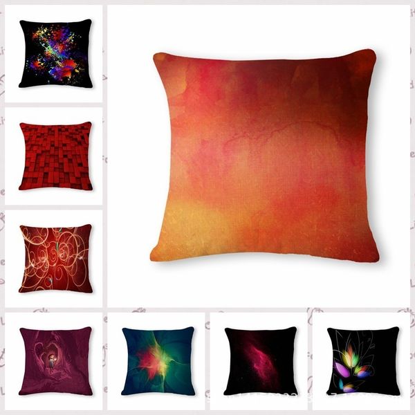 

beautiful watercolor geometry pattern cotton flax pillow back cushion