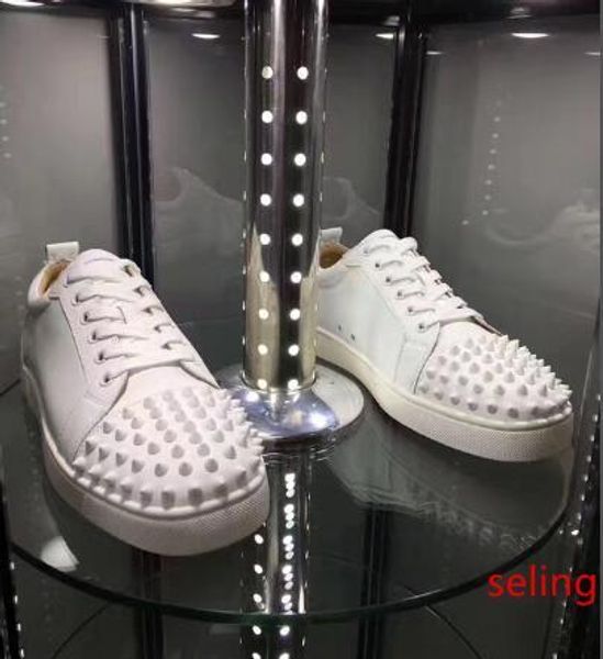 

подлинный box] 2019 дизайнер шипы юниор кроссовки обуви женщина, мужчины дешевой моды красная подошва обувь партия, свадьба, платье eu35-46