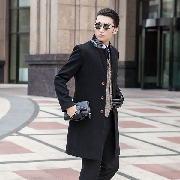 

men's wool & blends arrival fashion casual mens autum winter men slim jacket single breasted overcoat plus size s-7xl8xl9xl10xl, Black