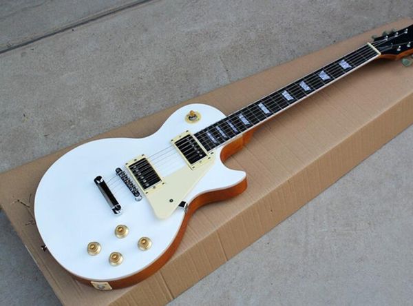 

бесплатная доставка по 6-струнной электрогитаре белого тело и крем накладка с mahogany шеей, предложение customized