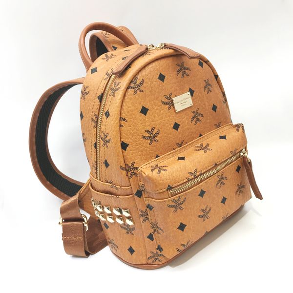 

women and men backpack genuine leather school bag for teenagers punk rivet female travel bags black brown bolsos mujer 38cm and 30cm