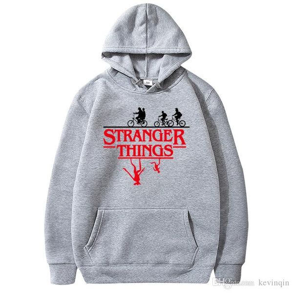 

new 2020 autumn winter brand thermal hoody warm stranger things fleece pullover hooded sweatshirt men's hoodies casual coat, Black