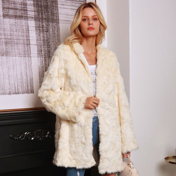 

2019 winter thick warm faux fur coat women plus size hooded long sleeve faux fur jacket luxury winter coats, Black