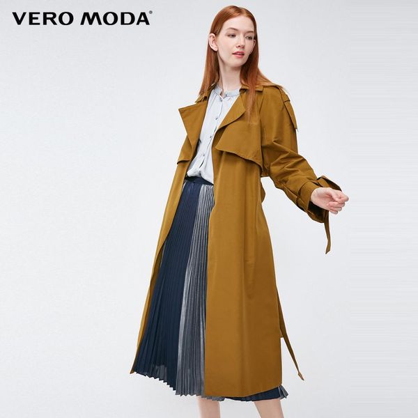 

2019 new windshield design cuffs decorated long trench coat | 318321508, Tan;black
