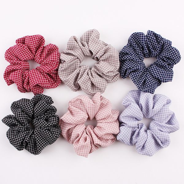 

stripe rope scrunchies ponytail holder elastic hair bands sports polka dot lattice houndstooth headband dance soft charming hair accessories, Pink
