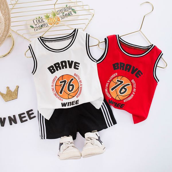 

baby boys girls clothes summer children cartoon vest shorts 2pcs/sets infant outfit kid fashion toddler tracksuits, White