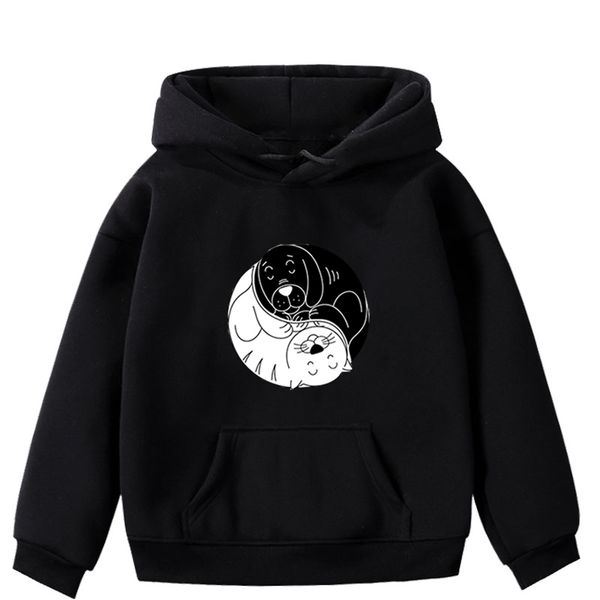 

animal print dog boy girl hoodies winter warm children baby sweatshirts long sleeve pullover autumn thin hoody child, Black