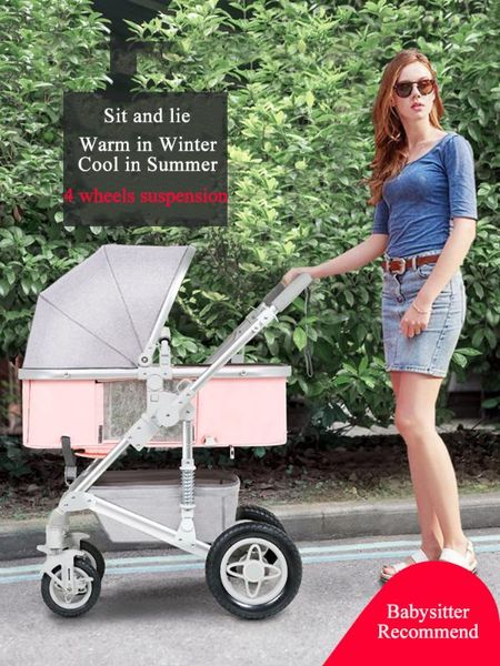 

two-way implementation of high landscape stroller can sit reclining folding light portable absorber stroller