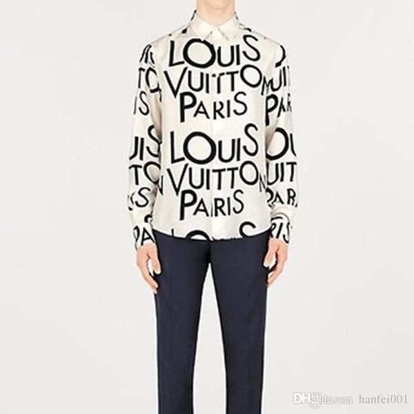 

рубашка vuittton 19ss все печатание логоса галактики унисекс мужчин женщин рубашка высокое качество мода рубашка черный белый hflscs018, White;black
