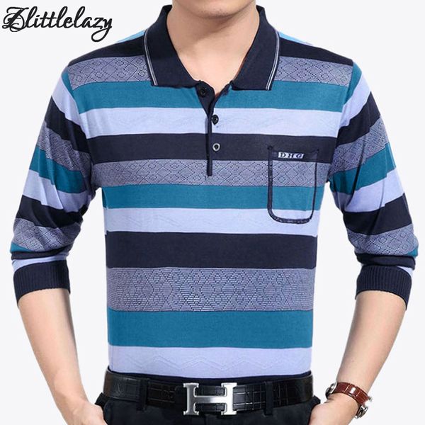 

2018 Casual Long Sleeve Business Mens Shirts Male Striped Fashion Brand Polo Shirt Designer Men Tenis Polos Camisa Social 8654