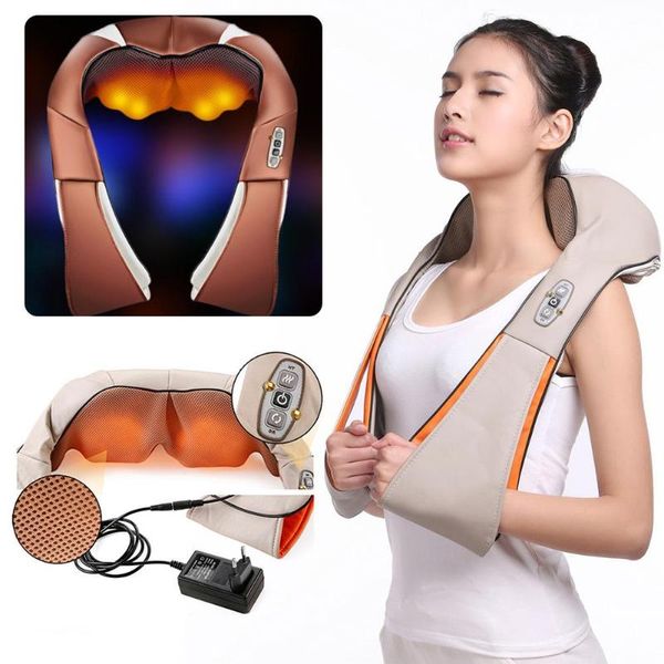 

electrical massagem electrical shiatsu neck shoulder infrared heated kneading massager car/home for health care