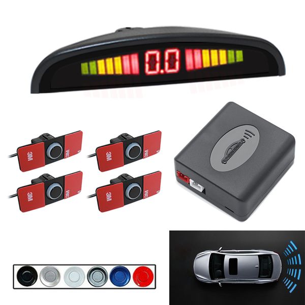 

car reverse backup parking sensor system with 4 sensors auto parking led parktronic radar monitor detector display 6 colors