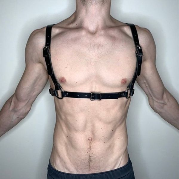 

bras sets men garter belt fetish gay suspender chest harness leather bondage strap party bra goth punk rave body thigh, Red;black