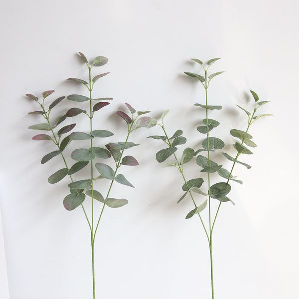 

green artificial leaves large eucalyptus leaf plants wall material decorative fake plants for home shop garden party decor 68cm