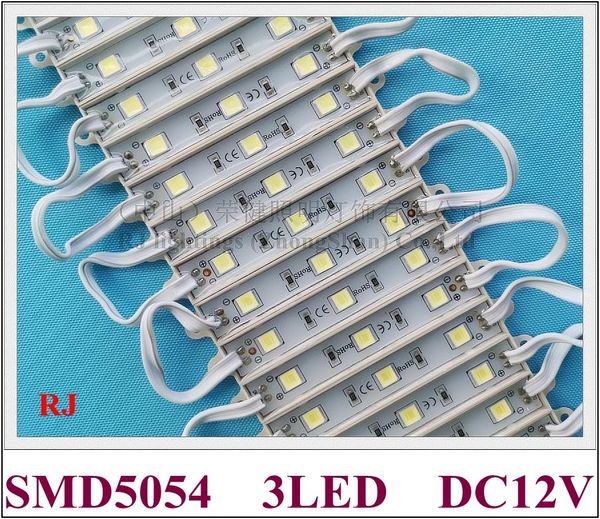 Módulo de LED de LED de SMD 5054 Módulo de luz de luz de luz para sinalização Carta de canal DC12V 3 LED 1W 120LM IP65 CE 72mm x 11mm de altura BRILHO