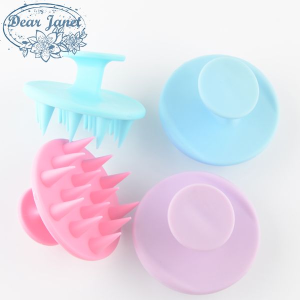 

1 pcs massage brush silicone wash head body scalp massage wet & dry comb hair washing comb shower bath brush longer teeth, Silver